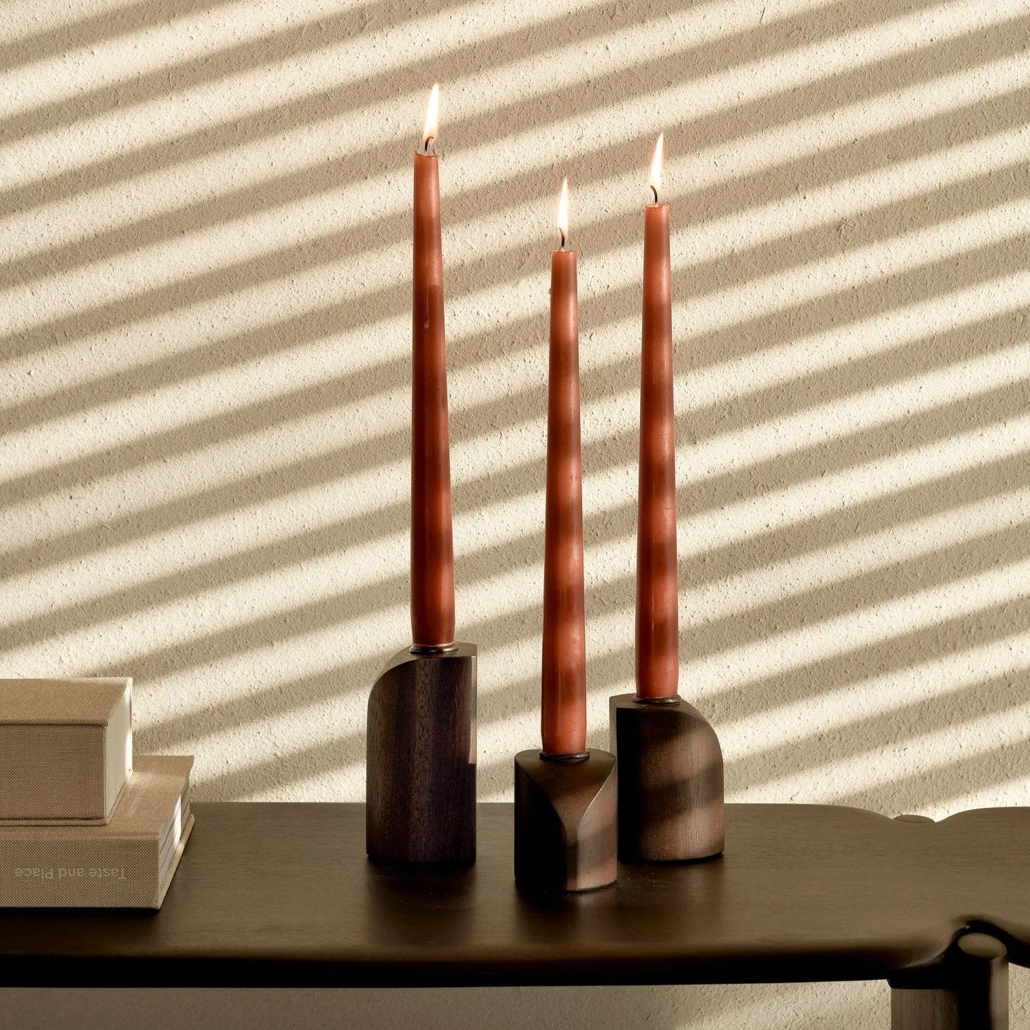 Soft Pi Mahogany Candle Holders Set Of 3 Optimized
