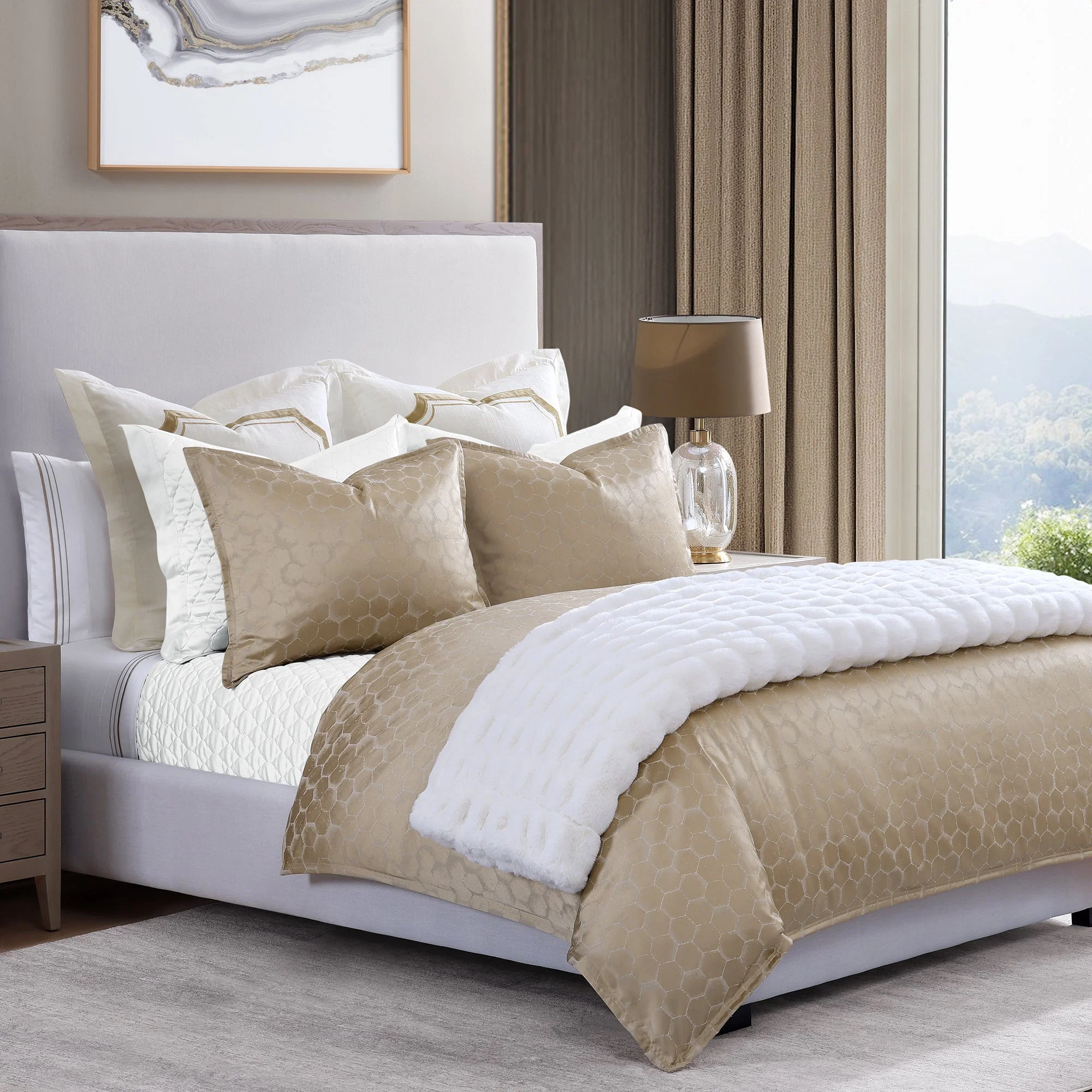 High-End Honeycomb Jacquard Duvet Cover Set 3 Pc Relaxed