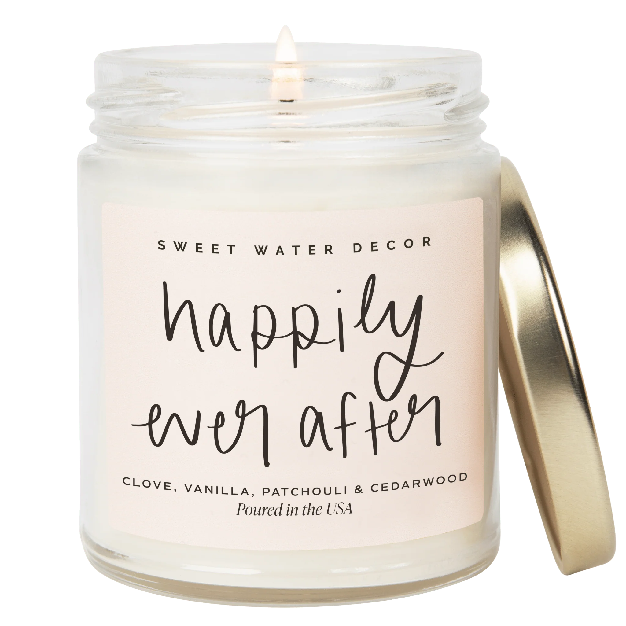 Fine Happily Ever After Soy Candle – Clear Jar – 9 oz Palo Santo Patchouli Enhanced