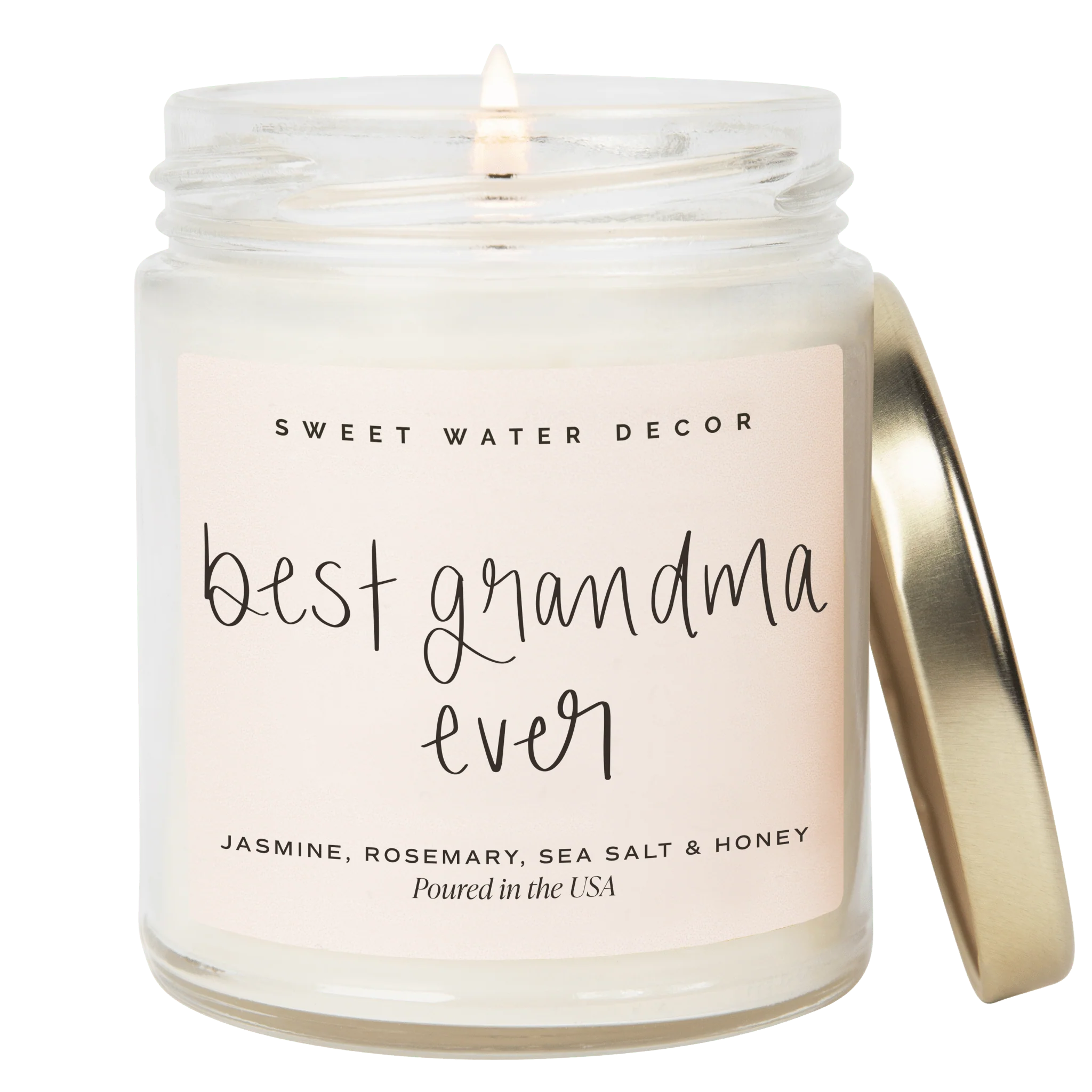 Recyclable Grandma Ever Soy Candle – Clear Jar – 9 oz Wildflowers and Salt Safe