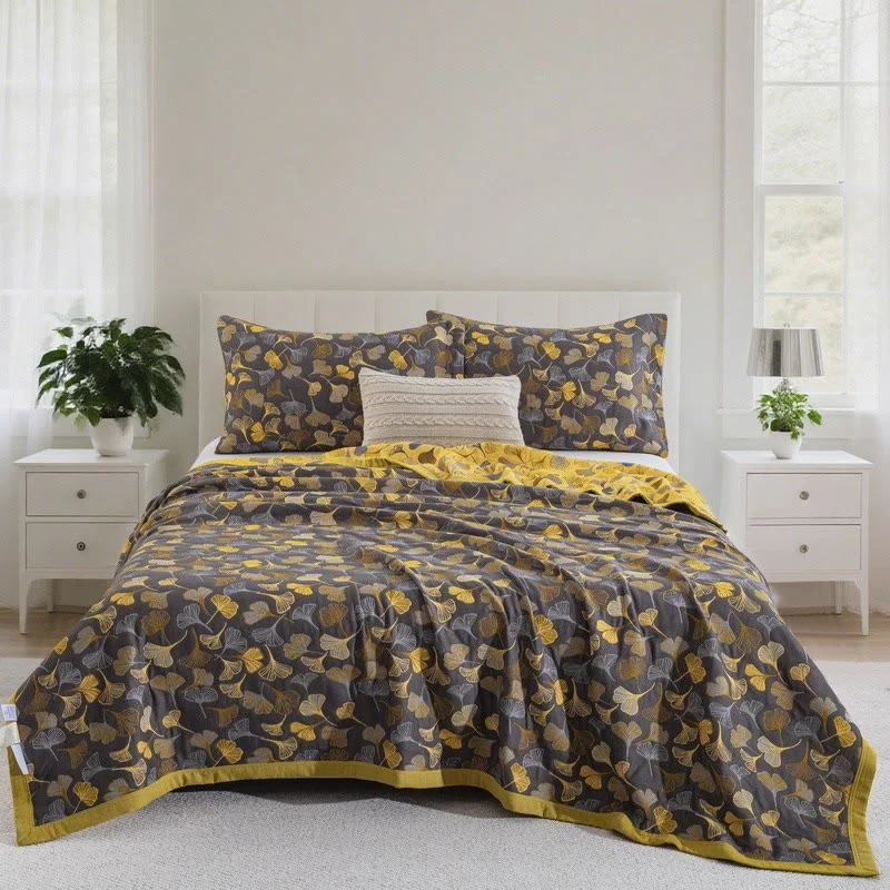 Outstanding Ownkoti Country Ginkgo Biloba Organic Cotton Quilt Pure
