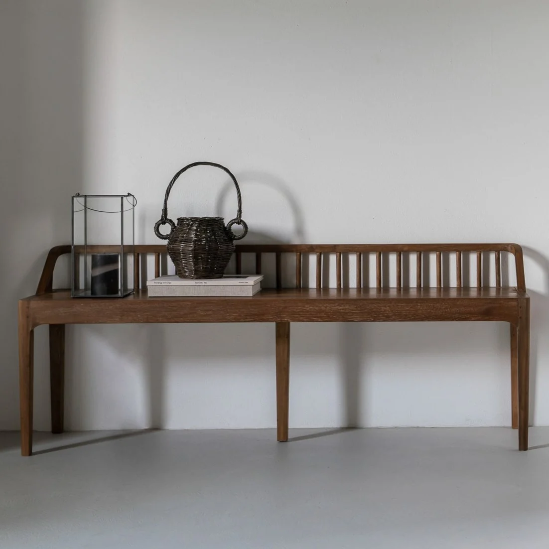 Detailed Spindle Solid Reclaimed Teak Bench Verified