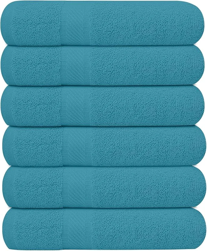 Advanced KAHAF COLLECTION 6 Pack Bath Towels Set Ring Spun Cotton Lightweight Breathable