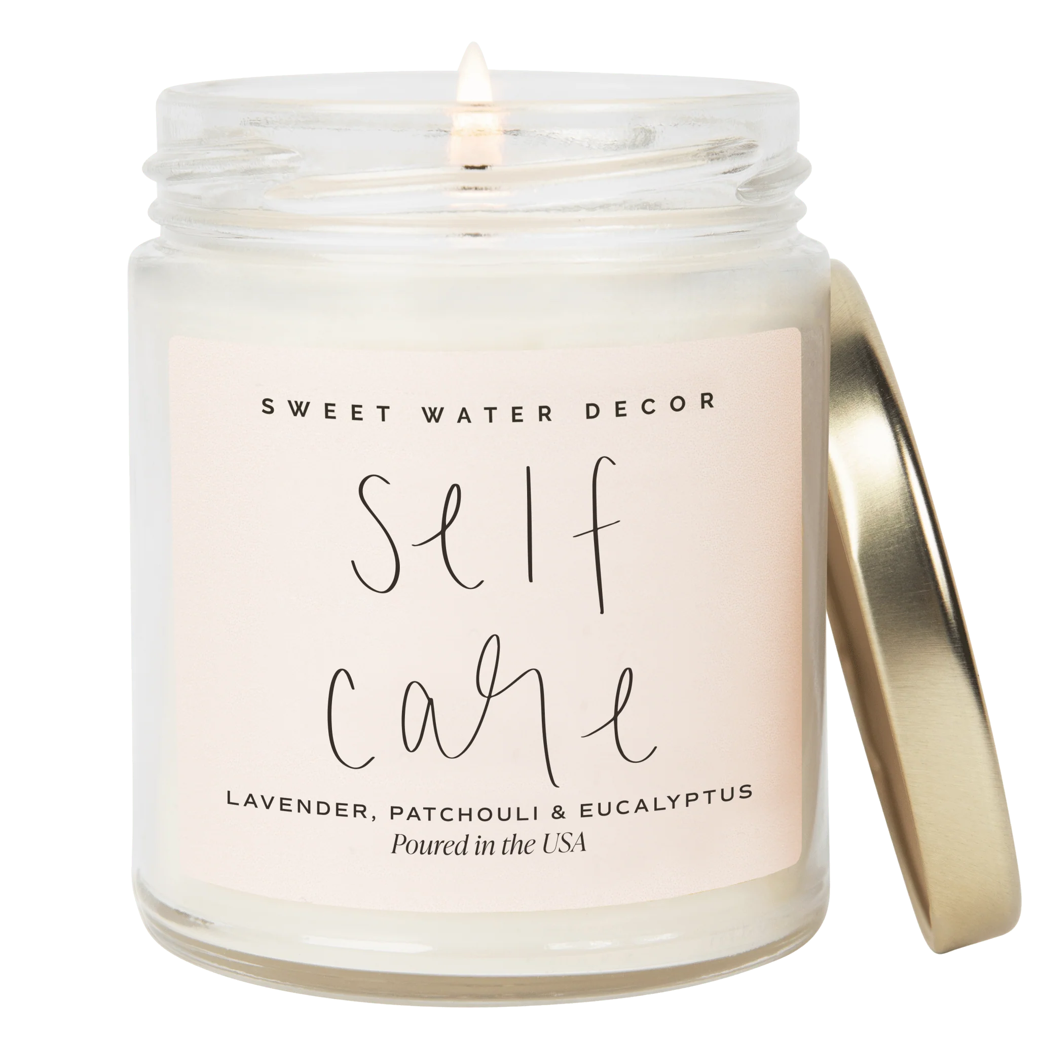 Authentic Self Care Soy Candle – Clear Jar – 9 oz Lavender and Eucalyptus Calm and Comfort Trusted