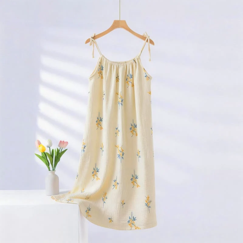 Contemporary Ownkoti Country Style Floral Camisole Nightgown Expertly Made