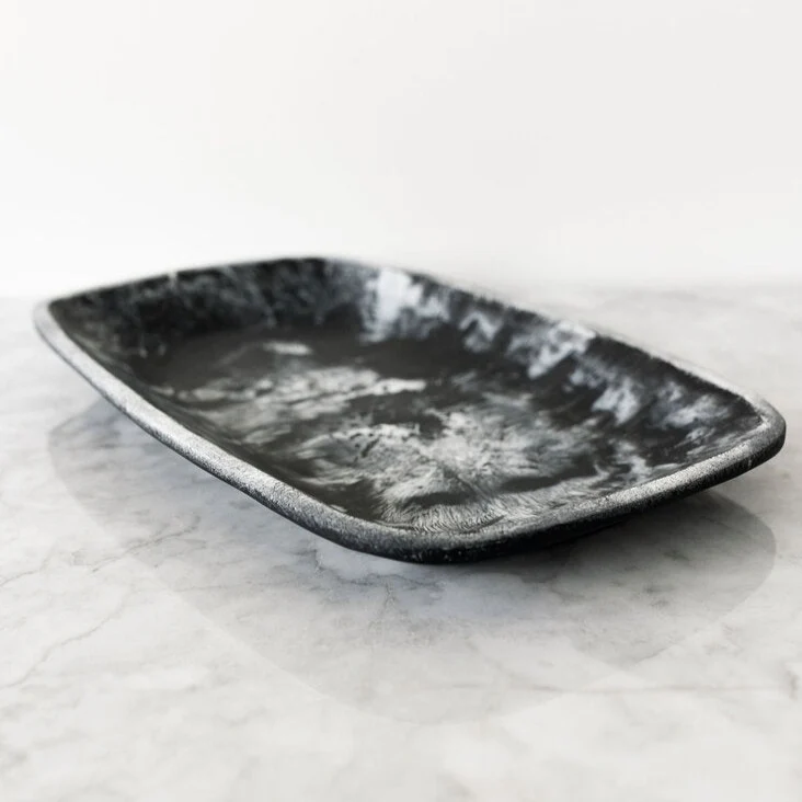 Prestigious Handmade Resin Tray Black Marble Large Premium
