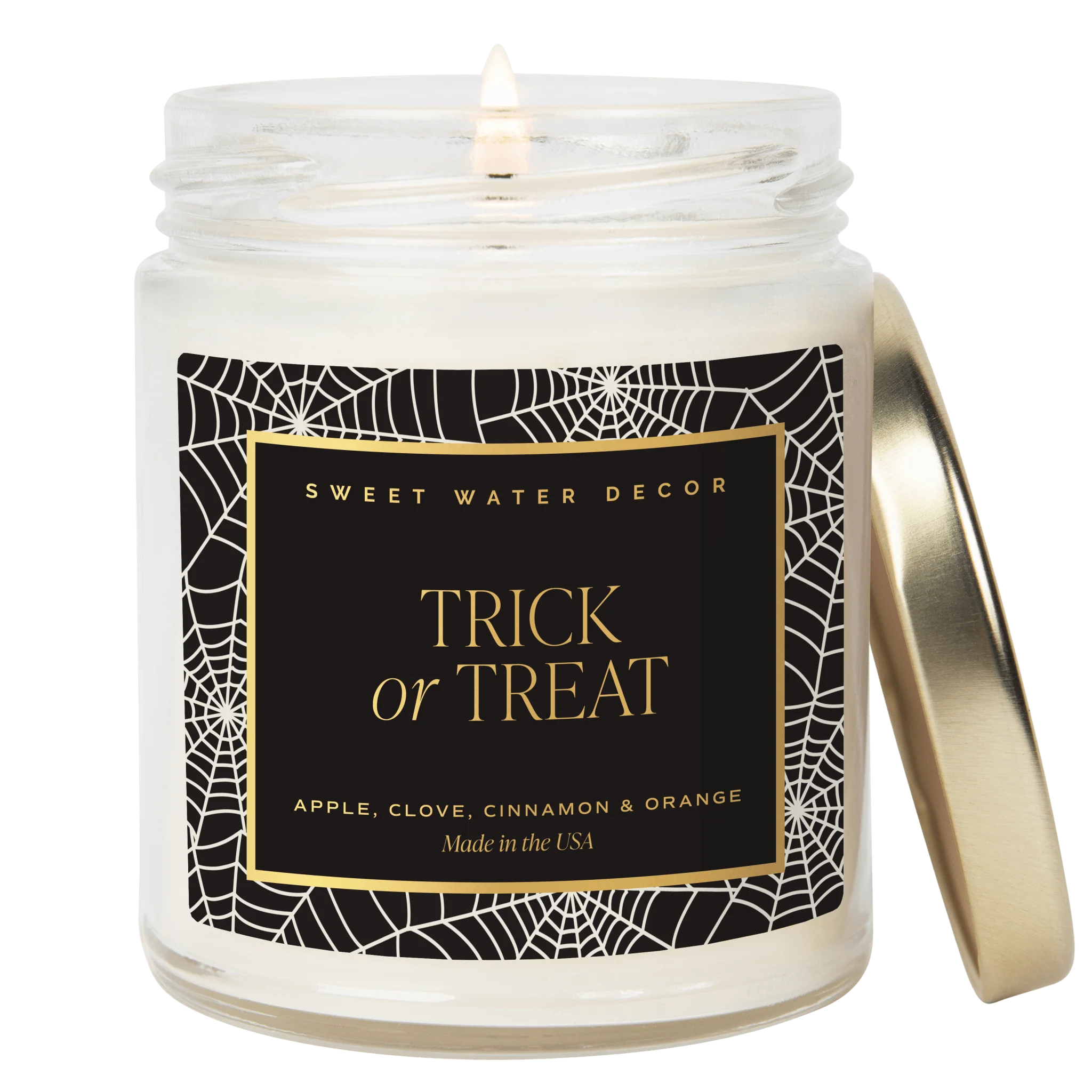 Effective Trick or Treat Soy Candle – Patterned 9 oz – Clear Jar Farmhouse Expertly Made
