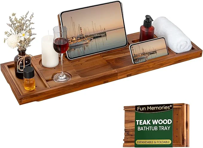 User-Friendly Teak Bathtub Tray Premium