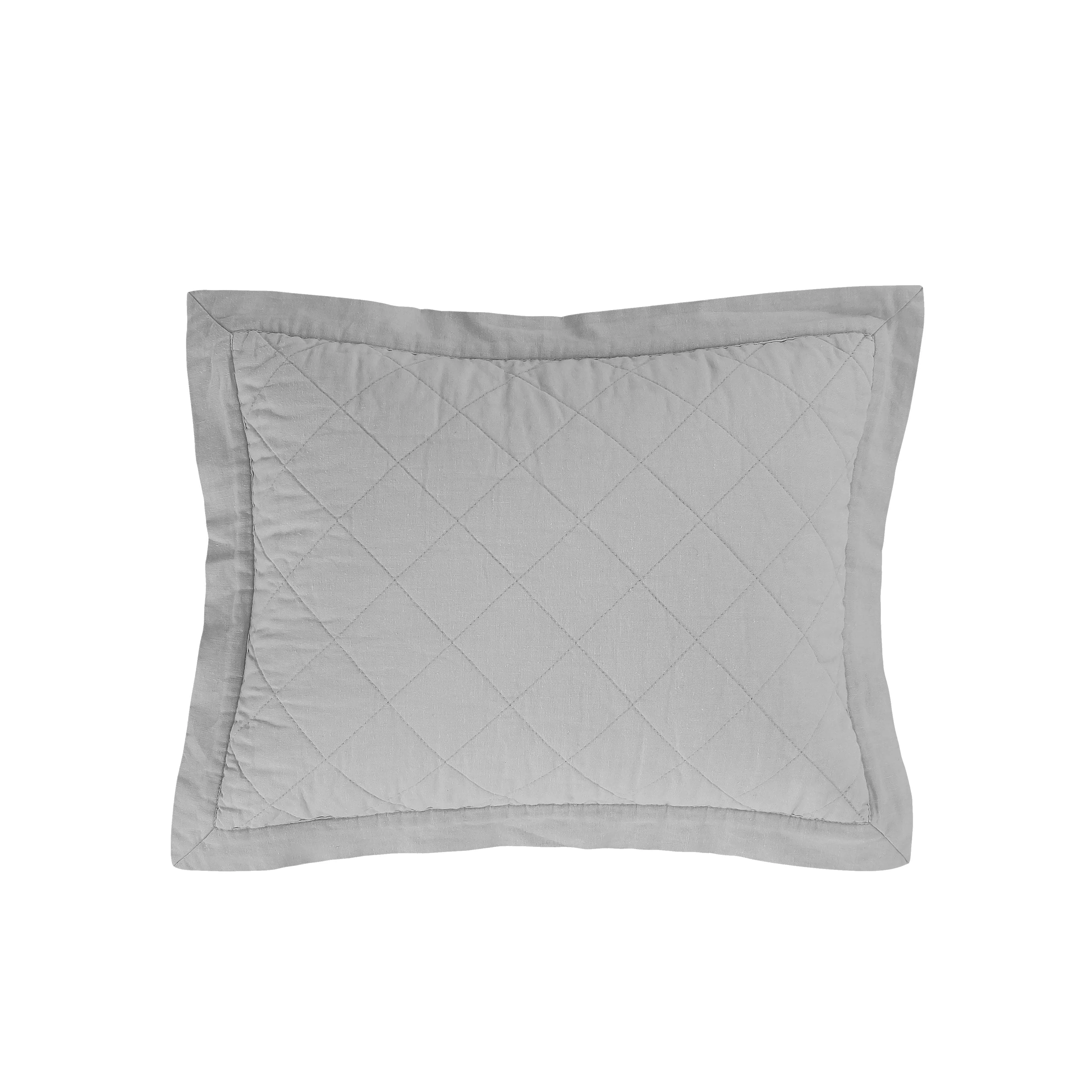 Solid Linen Cotton Diamond Quilted Boudoir Pillow Eco-Friendly
