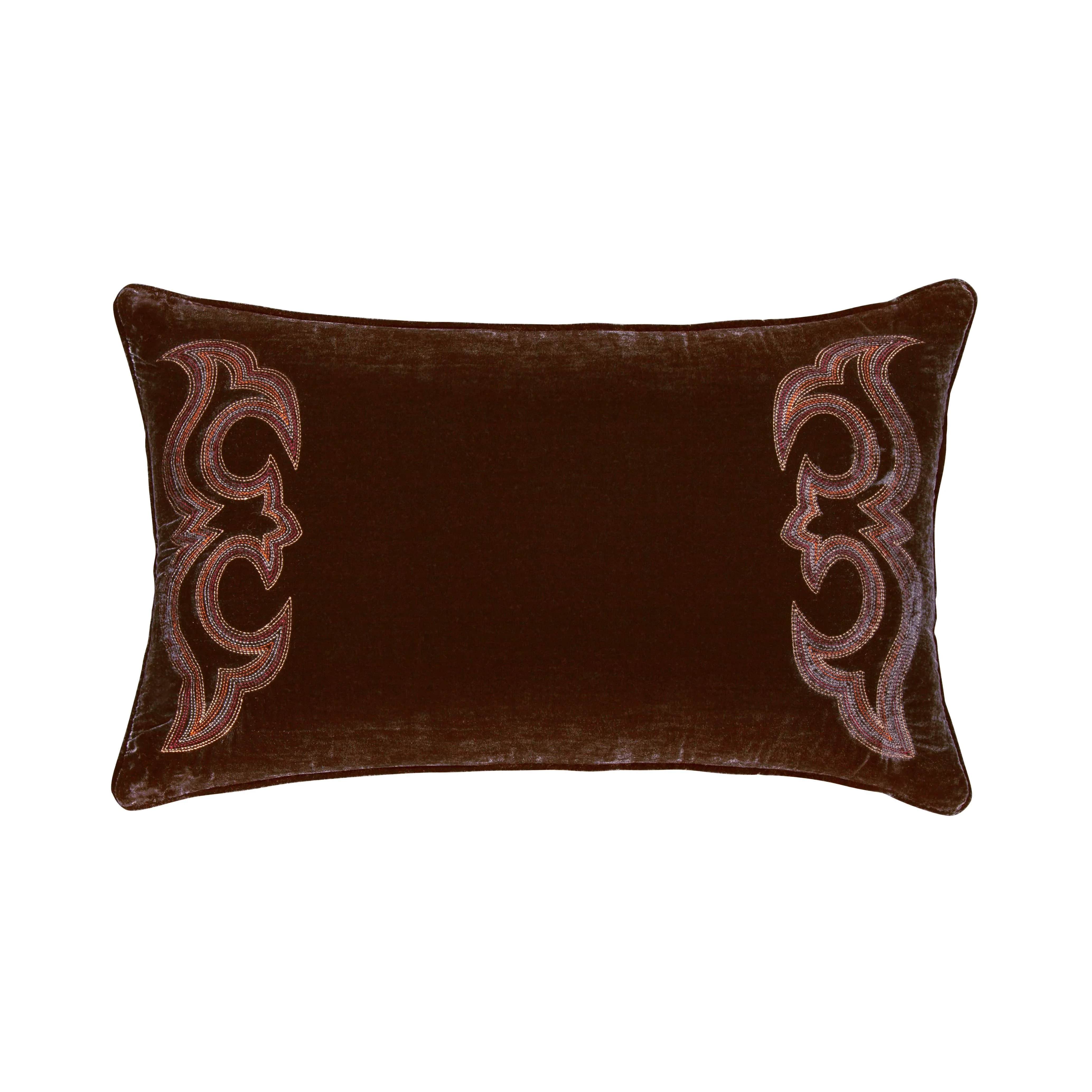 Functional Stella Boot Stitch Faux Silk Velvet Lumbar Pillow Long-Lasting