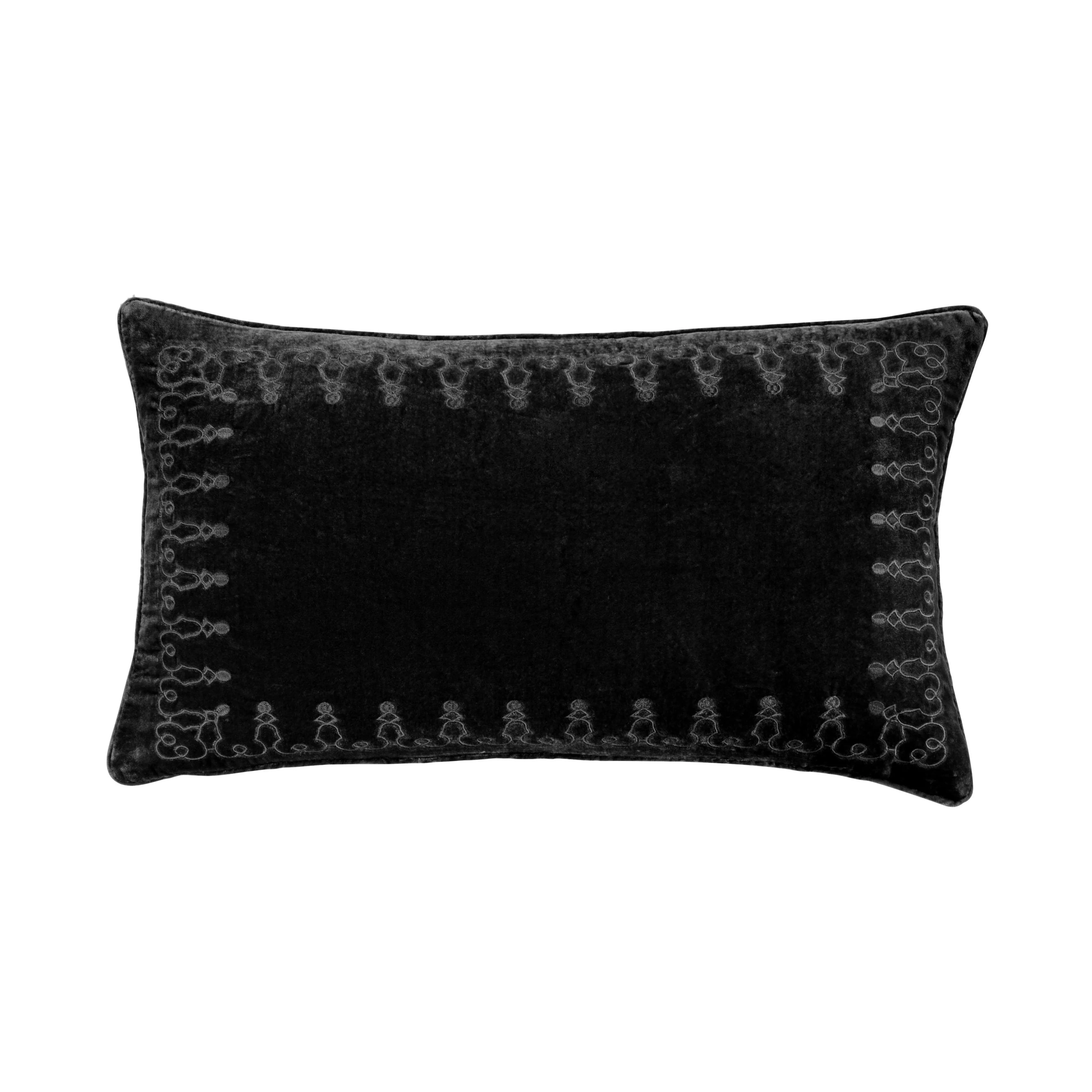 Premium Stella Faux Silk Velvet Embroidered Lumbar Pillow Quality