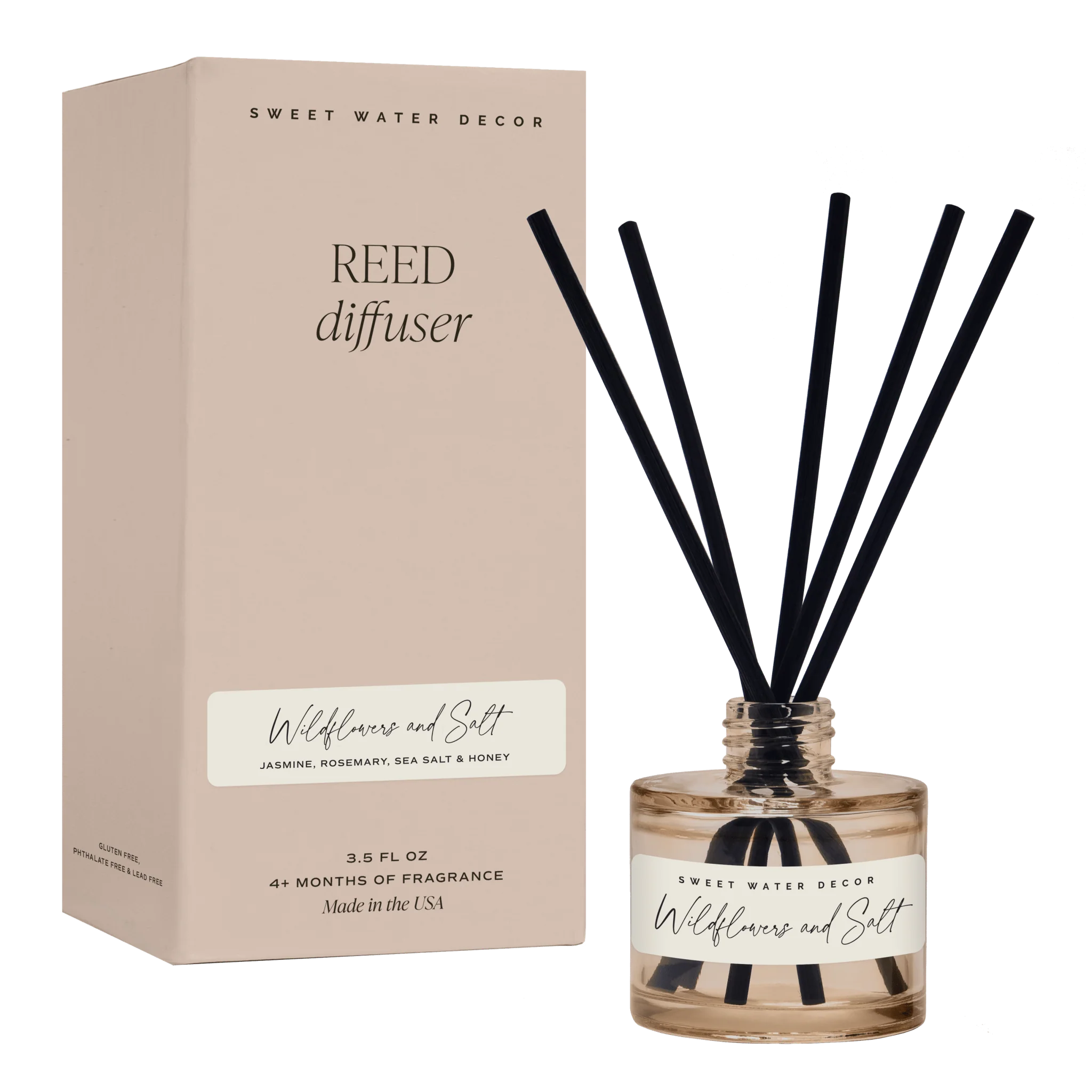 Artisan Wildflowers and Salt Tinted Glass Jar Reed Diffuser Enhanced