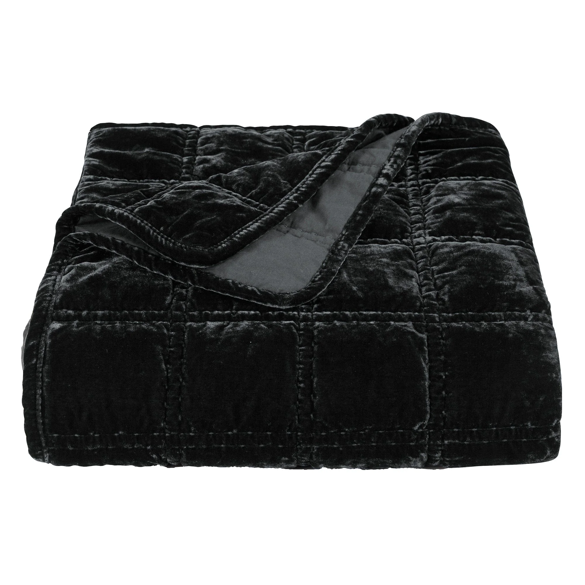 Crafted Stella Faux Silk Velvet Double Box Stitch Throw Superior