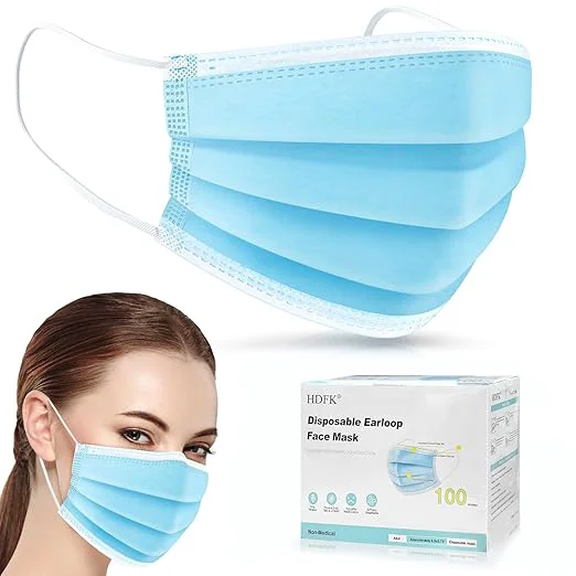 Refined Disposable Face Mask Adult Blue Breathable Mask Contemporary