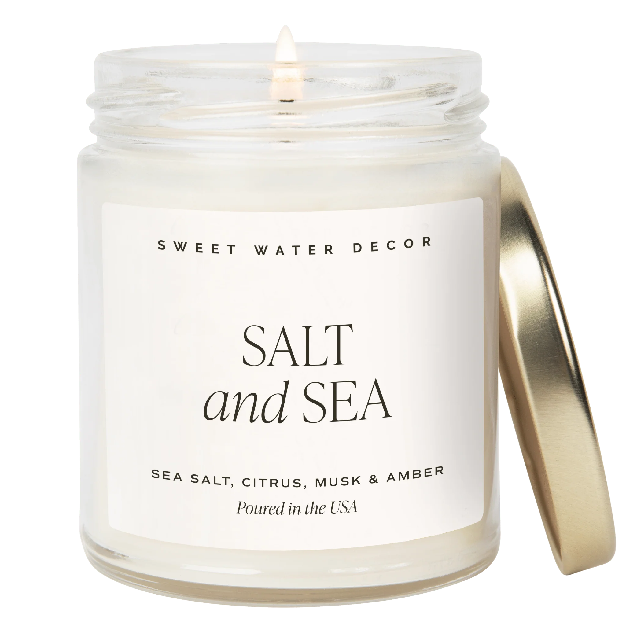 Original Salt and Sea Soy Candle – Clear Jar – 9 oz Clean