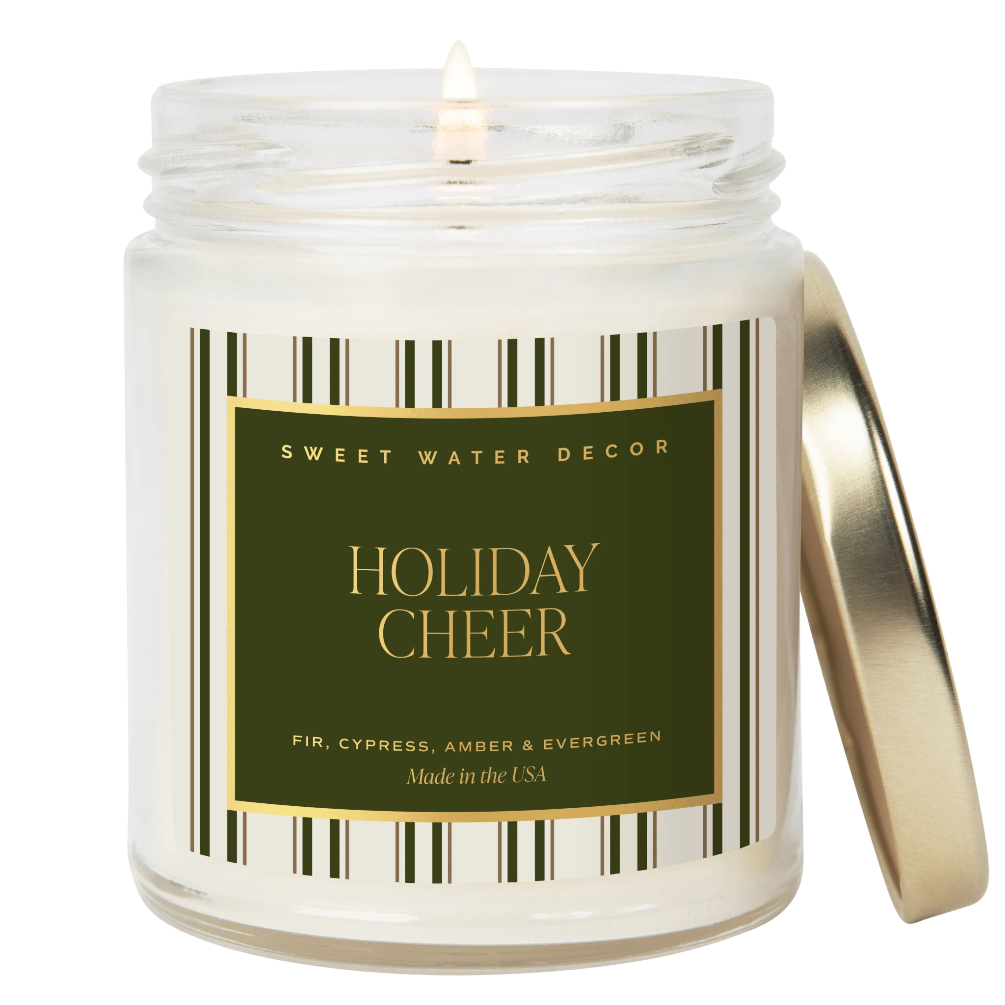 Fine Holiday Cheer Soy Candle – 9 oz Patterned Clear Jar Responsible