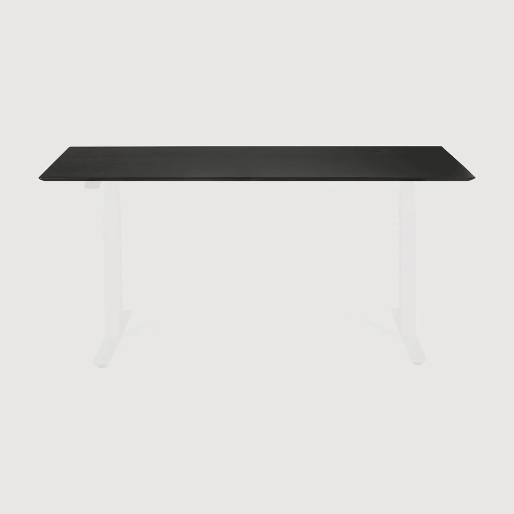 Innovative Bok adjustable desk table top – varnished oak – black – rectangular – with cable management Contemporary