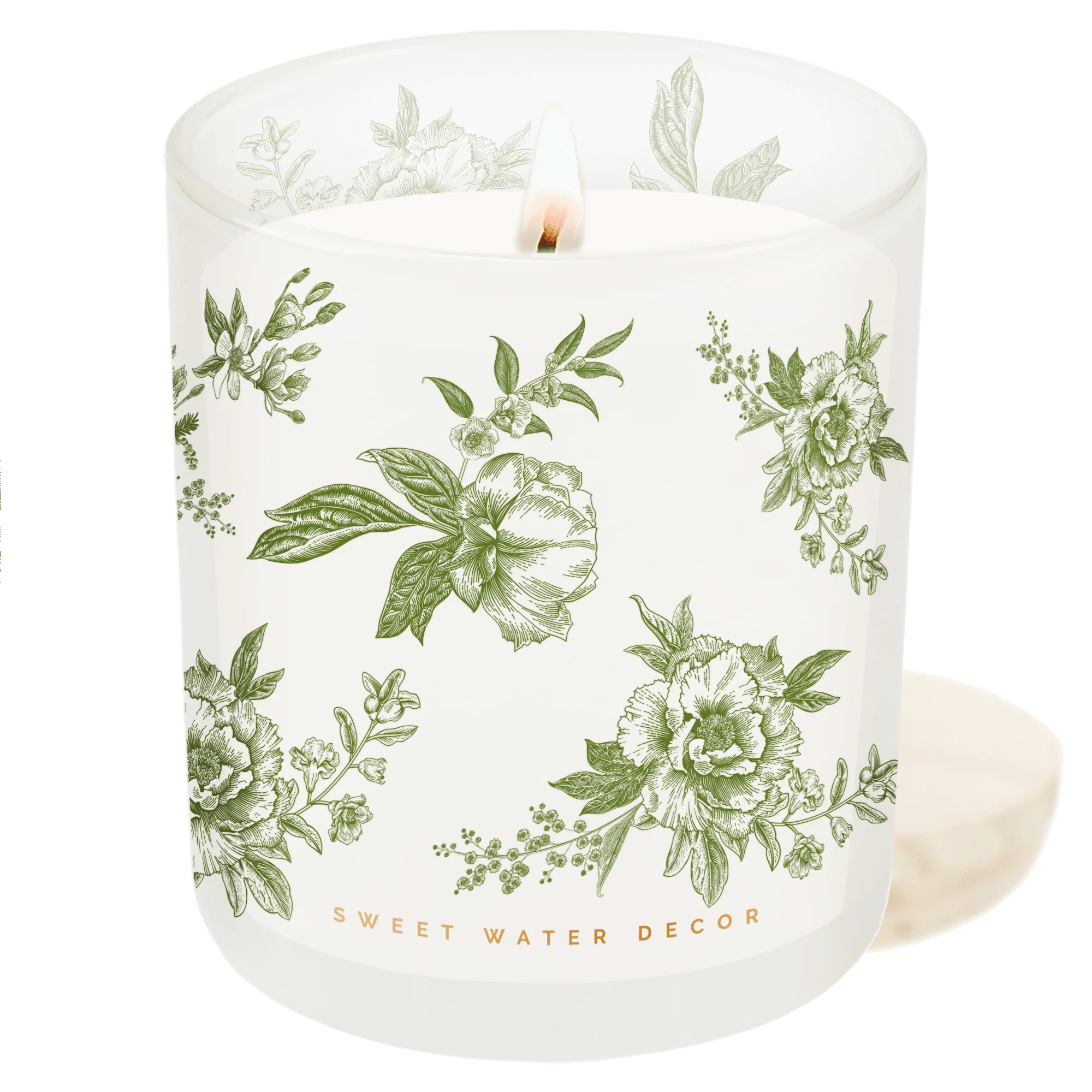 Smart Green Floral Soy Candle – White Translucent Tinted Glass Jar – 12 oz Lavender and Sage User-Friendly