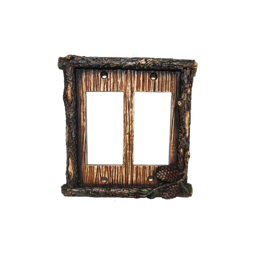 High-Grade Pine Cone Double Rocker Wall Switch Plate Outstanding