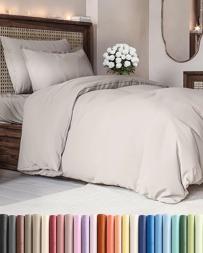 Specialty Duvet Cover Twin Twin XL Size Set – Extra Soft Twin Twin XL Duvet Cover 68 quot x 90 quot with 1 Pillow Sham – Hotel Luxury Easy Care Fade w Zipper Closures amp Ties – Comfy amp Breathable Light Grey Easy-to-Use