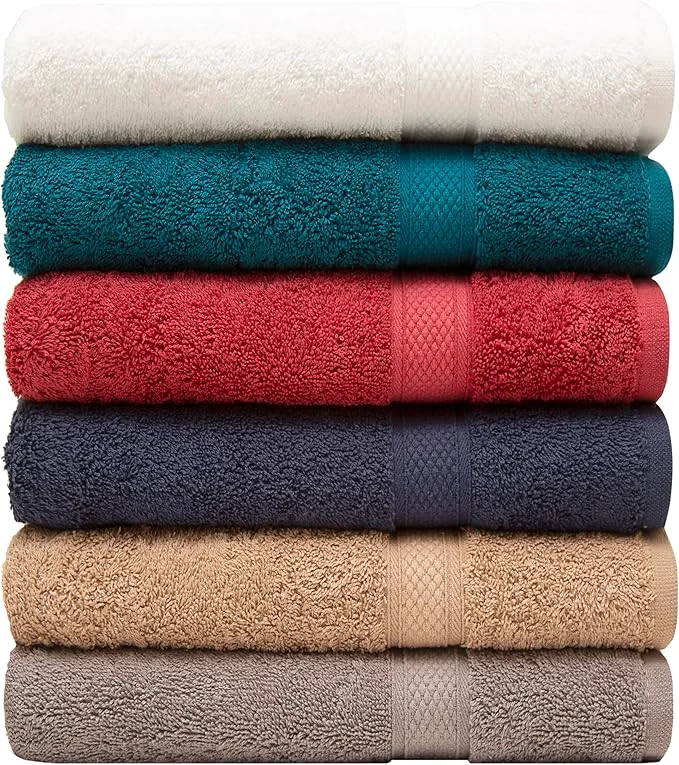 Casual Pleasant Home Bath Towels Set of 6 Cotton 515 GSM Lightweight Soft Durable