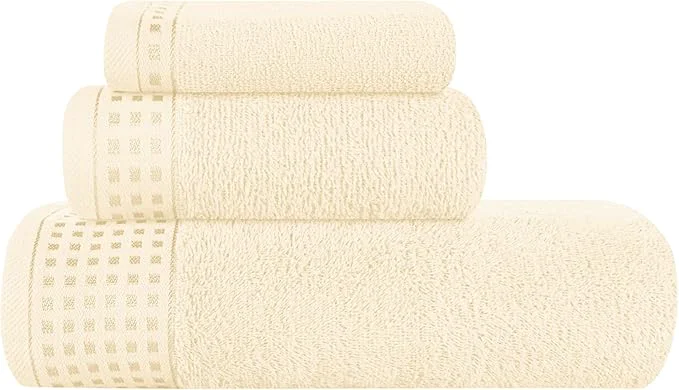 Trendy GLAMBURG Ultra Soft 3 Pack Cotton Towel Set Contains a Bath Towel 28×55 inch Long-Lasting