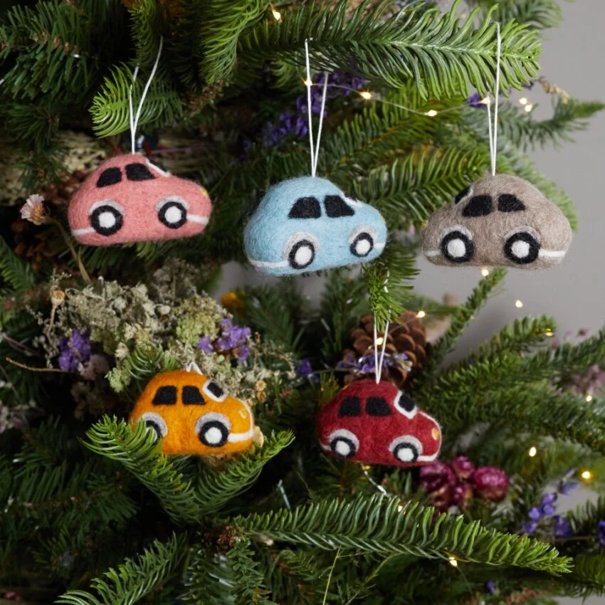 Relaxed Car Felt Ornaments Set of 5 Stylish