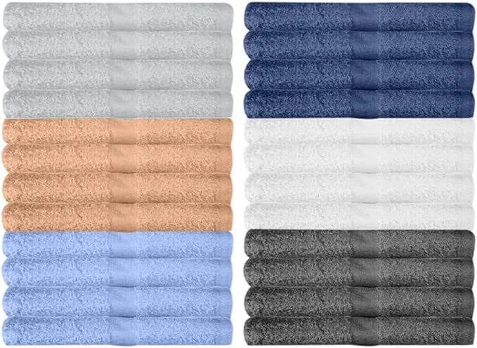 Enhanced KAHAF COLLECTION 24 Pack Wash Cloths Multicolour Cotton Extra Absorbent Expertly Made