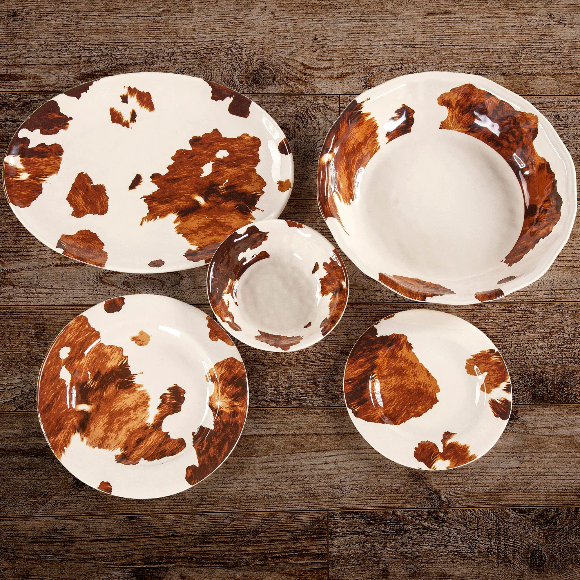User-Friendly Elsa Cowhide Melamine Dinnerware Set 14 Pc Crafted