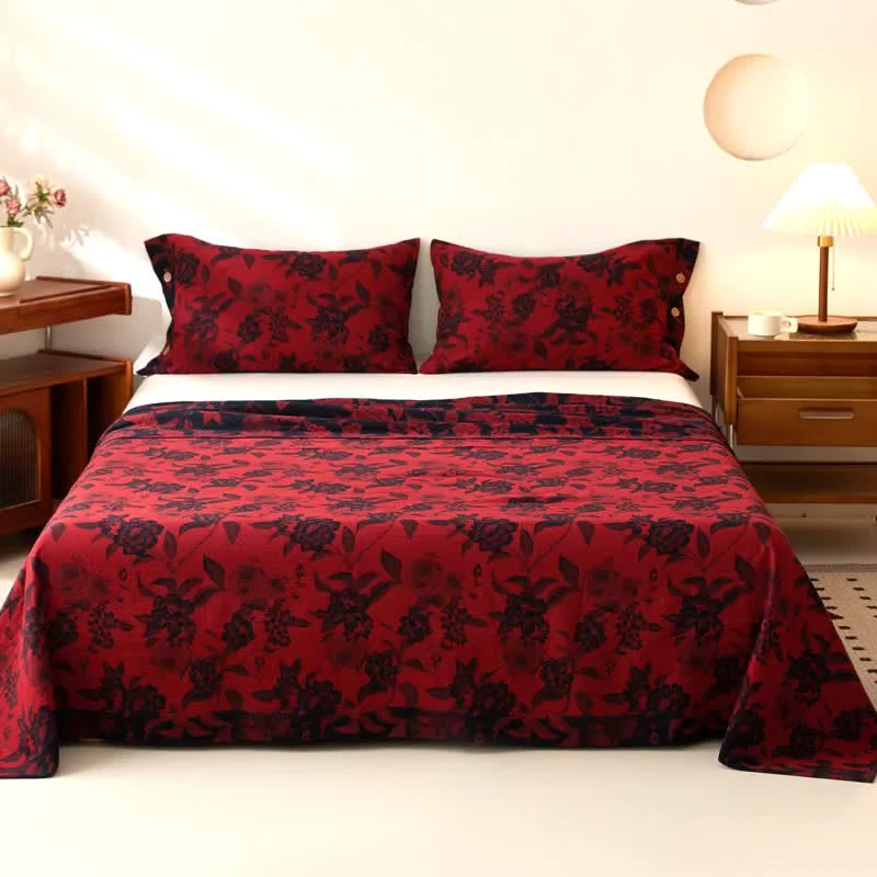 Expertly Made Ownkoti Vintage Floral Cotton Double Gauze Bedspread Detailed