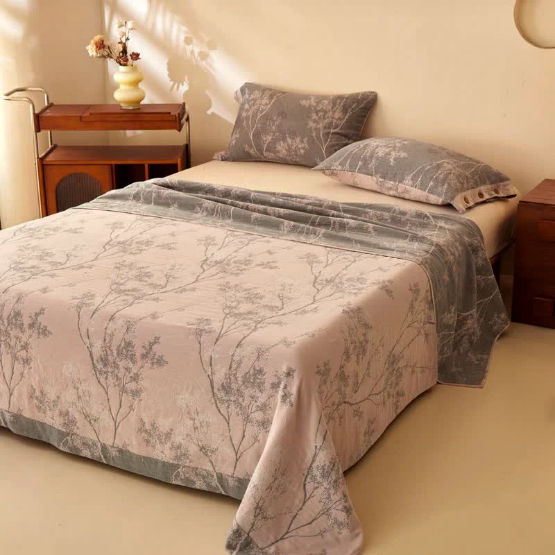 Durable Ownkoti Nature-Inspired Tree Cotton Double Gauze Bedspread Original