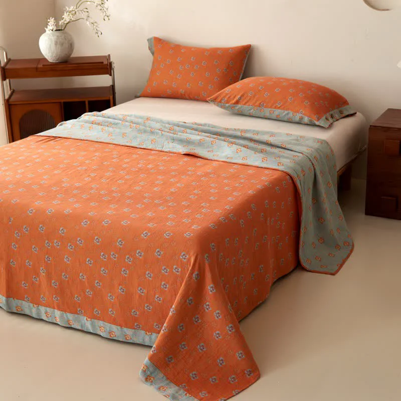 Long-Lasting Ownkoti Country Style Floral Cotton Double Gauze Bedspread Relaxed