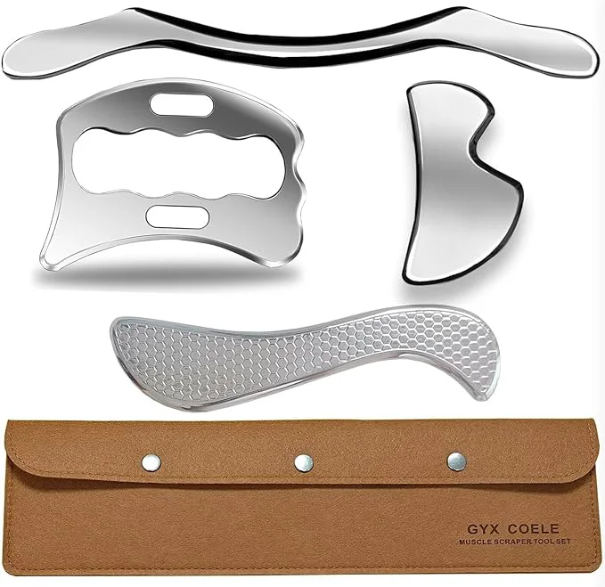 Fashionable 4 in 1 Stainless Steel Muscle Scraper Tool Set IASTM Physical Therapy Massage Eco-Friendly