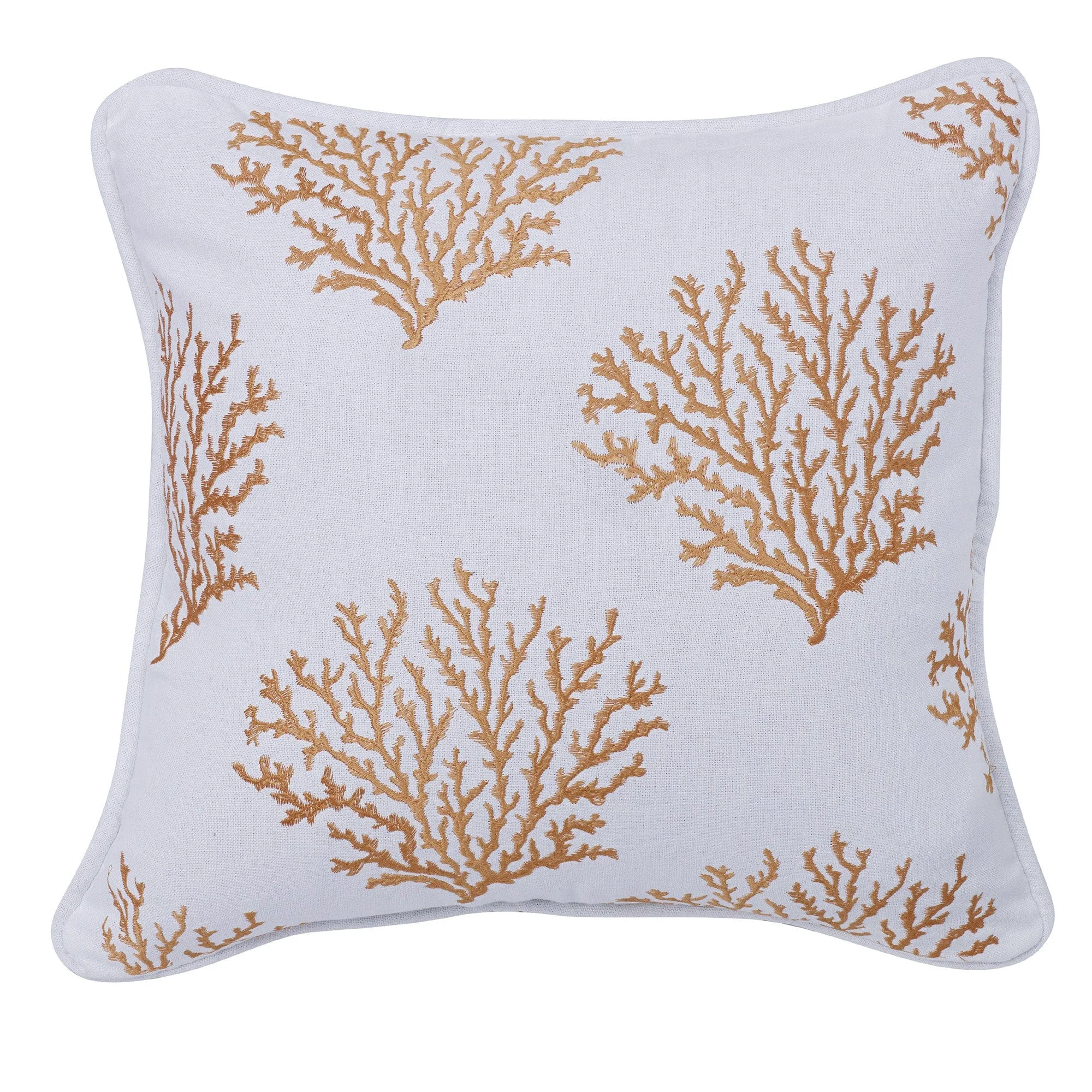 Healthy Saffron Colored Embroidered Coral Pillow Efficient