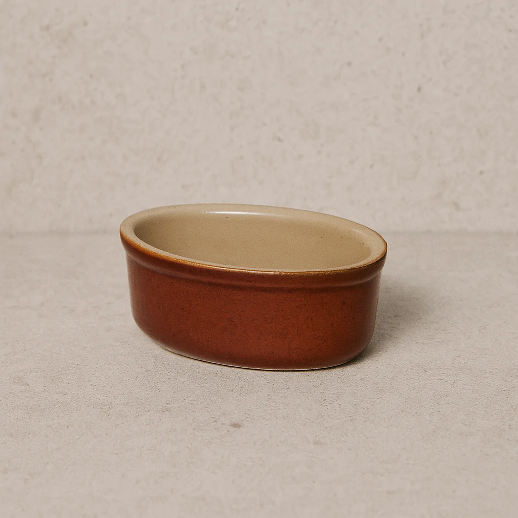 Long-Lasting Vintage French Stoneware Oval Mauviette Dish– 0.125 L — Brown Organic