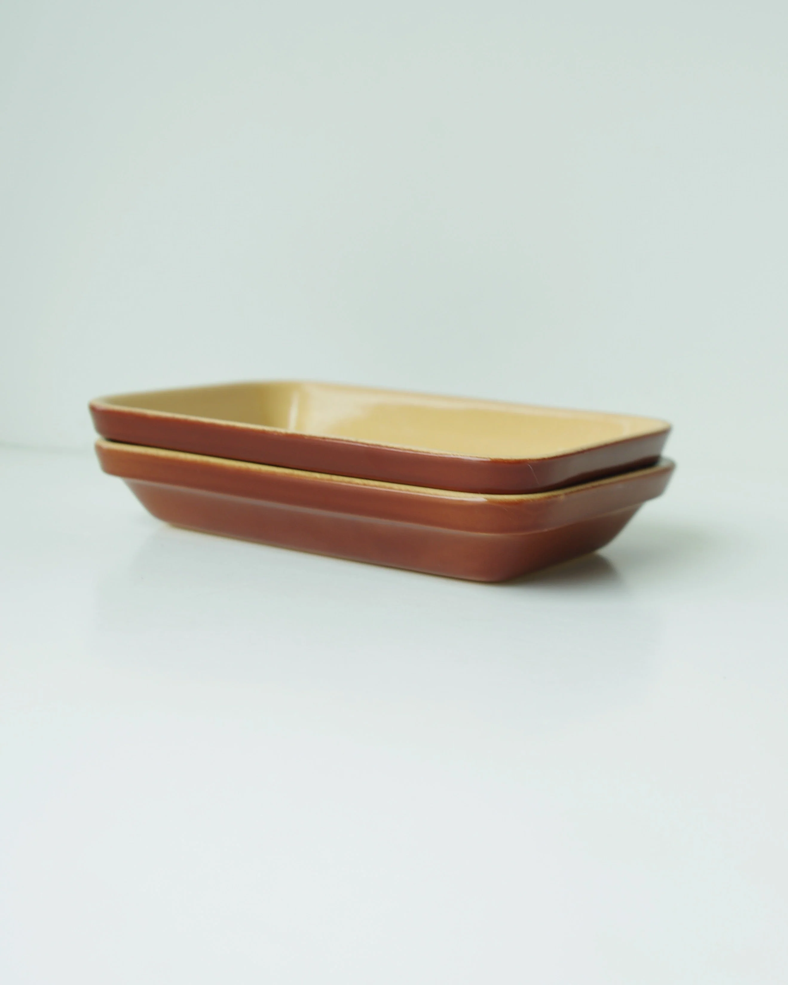 Healthy Vintage French Stoneware Rectangular Plate – XSmall 0.25 L – Brown Fast