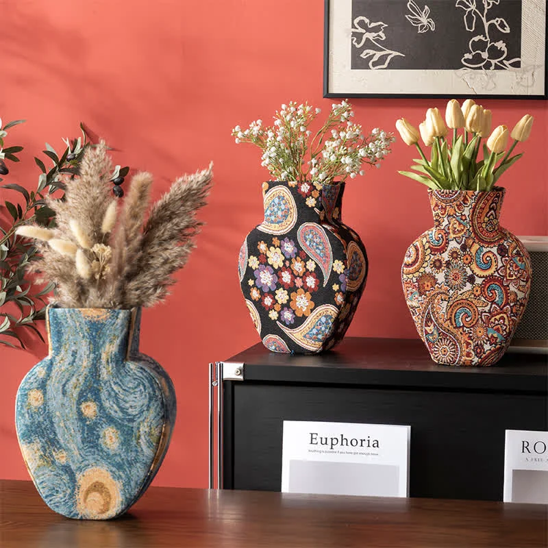 Eco-Friendly Ownkoti Artistic Fabric-Wrapped Vase for Home Aesthetics Expertly Made