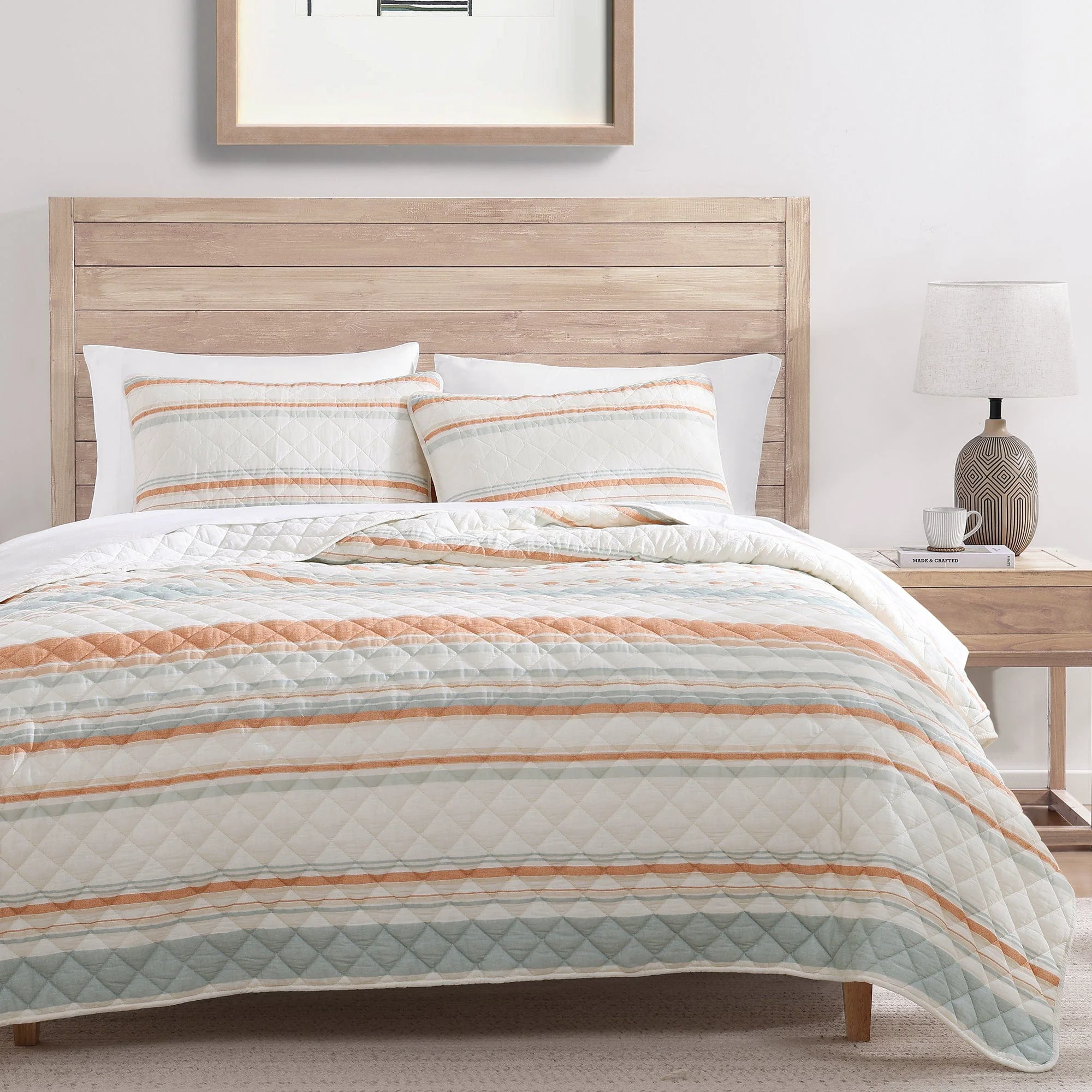 Minimalist Mystic Stripe Cotton Gauze Quilt Set 2 Pc High-Performance