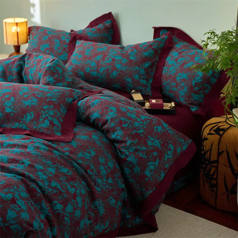 Casual Ownkoti Artistic Floral Cotton Double Gauze Bedding 4PCS World-Class