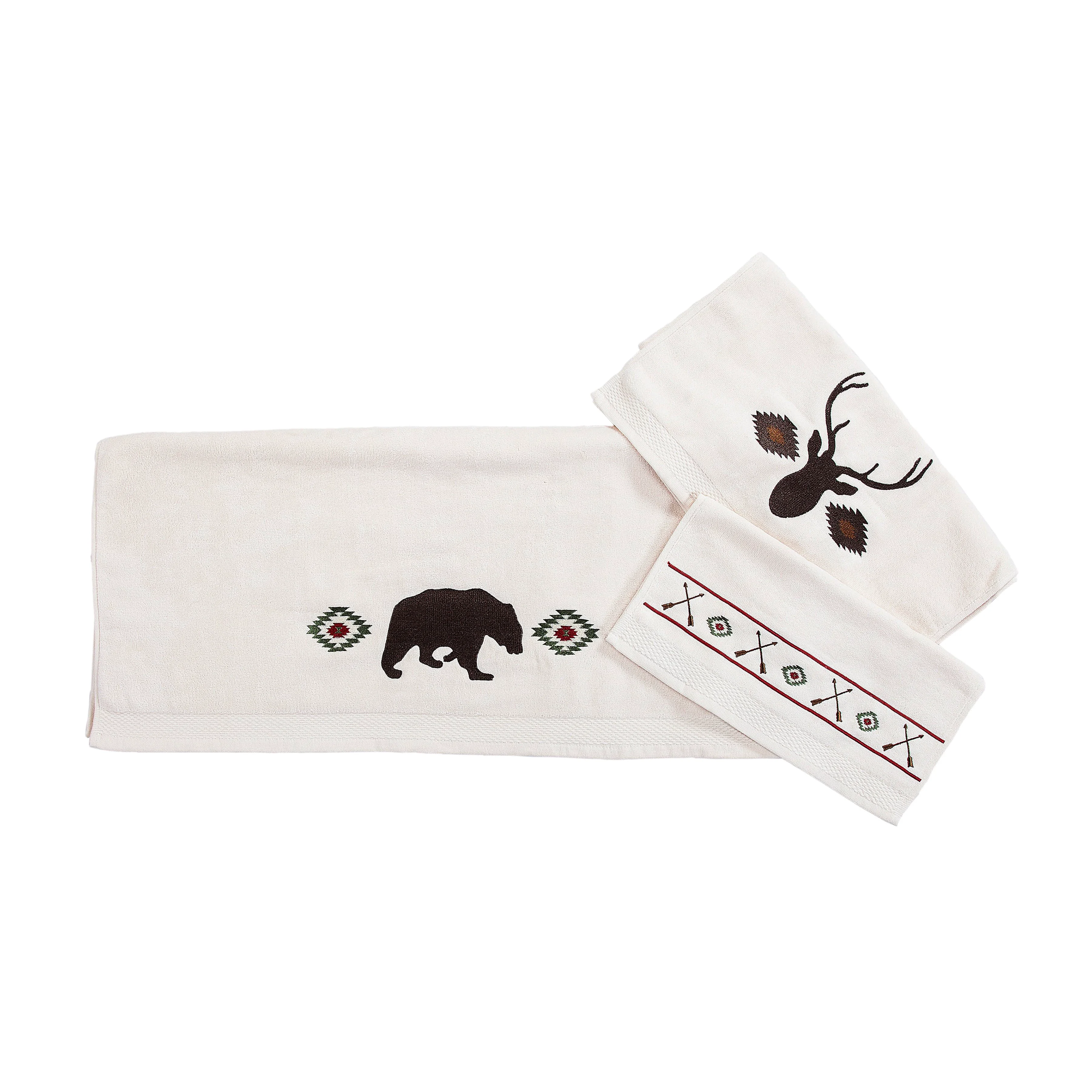 Detailed Aztec Bear Towel Set 3 Pc Fast