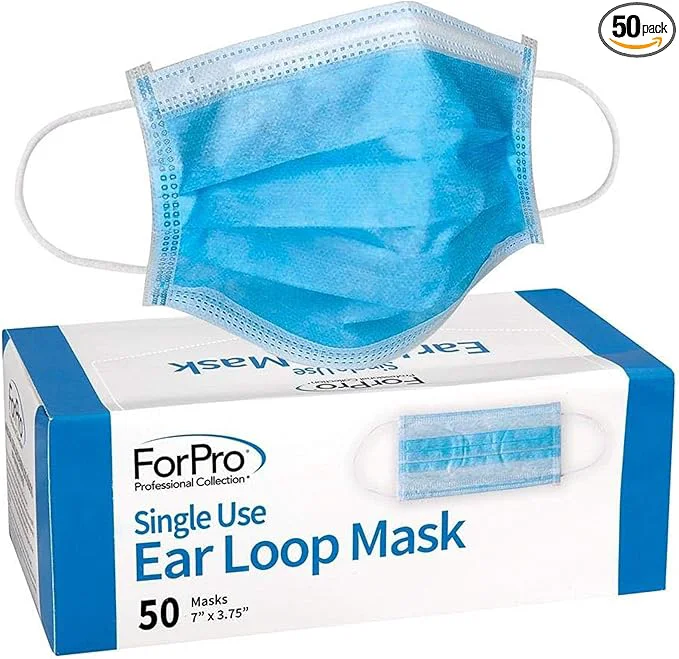 Dependable ForPro Professional Collection Single Use Ear Loop Mask 3-Ply Disposable Pure