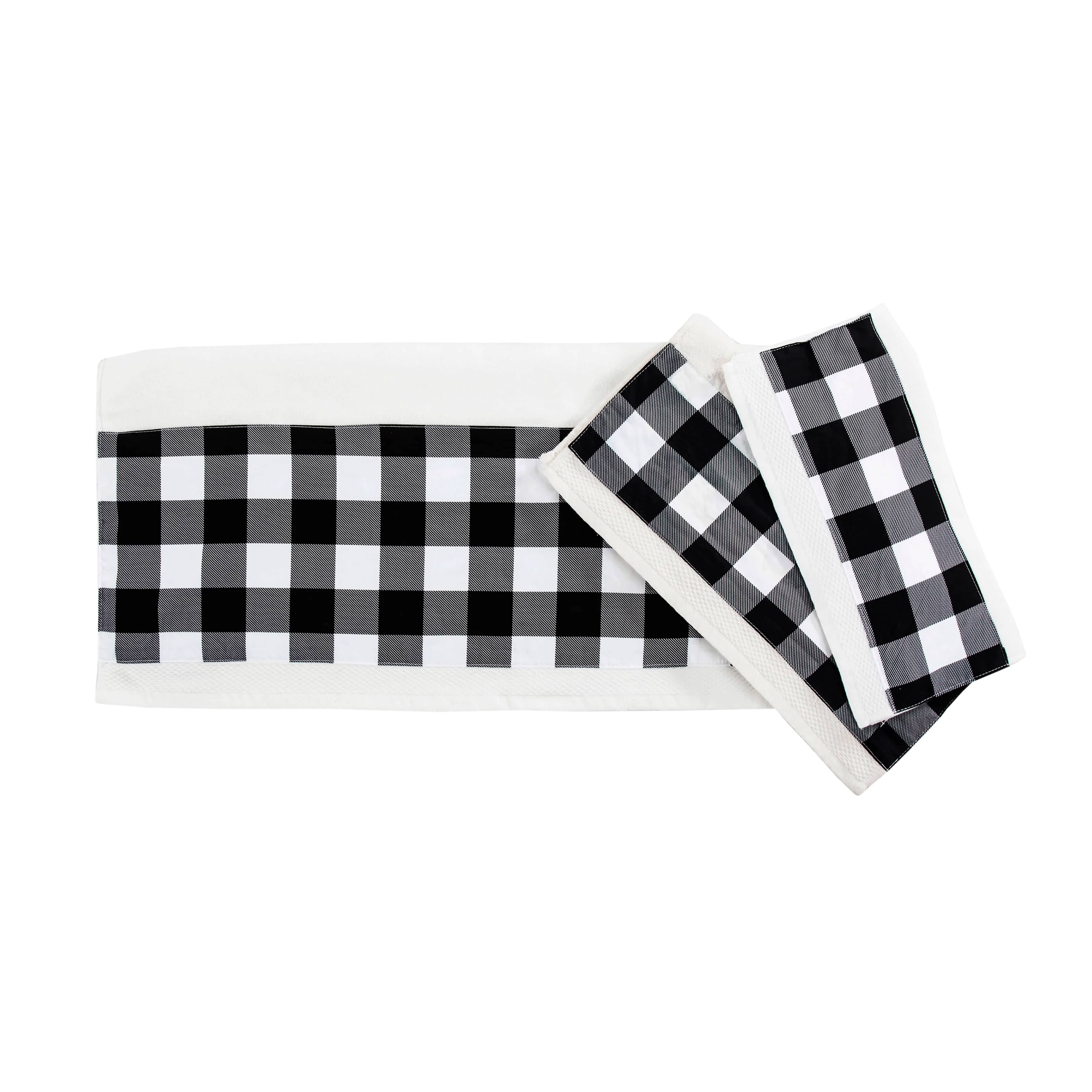 Specialty Camille Black Buffalo Check Towel Set 3 Pc Casual