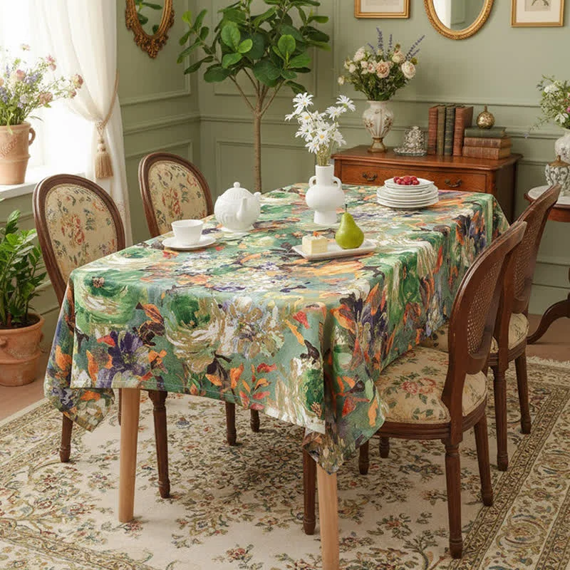 Reliable Ownkoti Impressionist Oil Painting Jacquard Tablecloth Proven