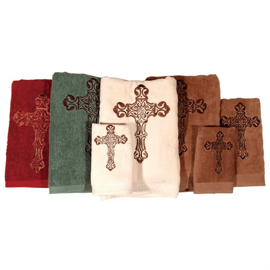 Unique Embroidered Cross Towel Set 3 Pc Versatile