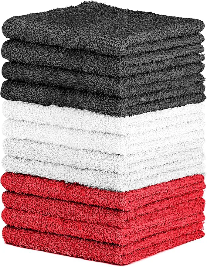 Solid QUBA LINEN Cotton Washcloth Set – Soft Absorbent Face Towels Clean
