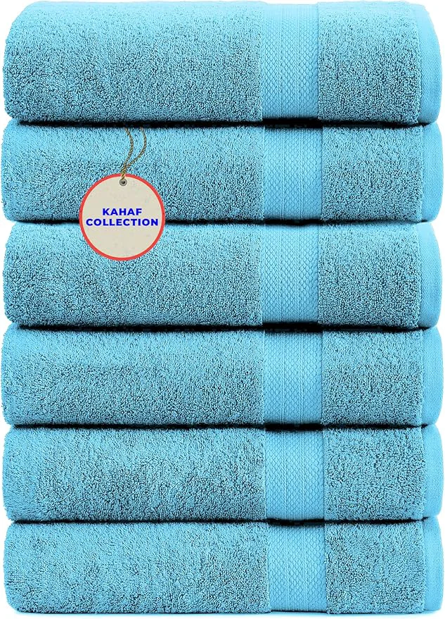 Genuine KAHAF COLLECTION Cotton Bath Towels 24×48 Pack of 6 Towels Quick Dry Detailed