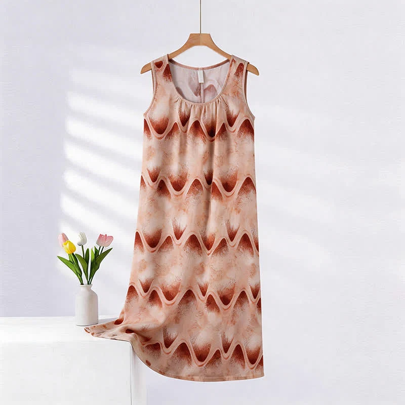 Secure Ownkoti Artistic Ripple Print Sleeveless Cami Nightgown Smart
