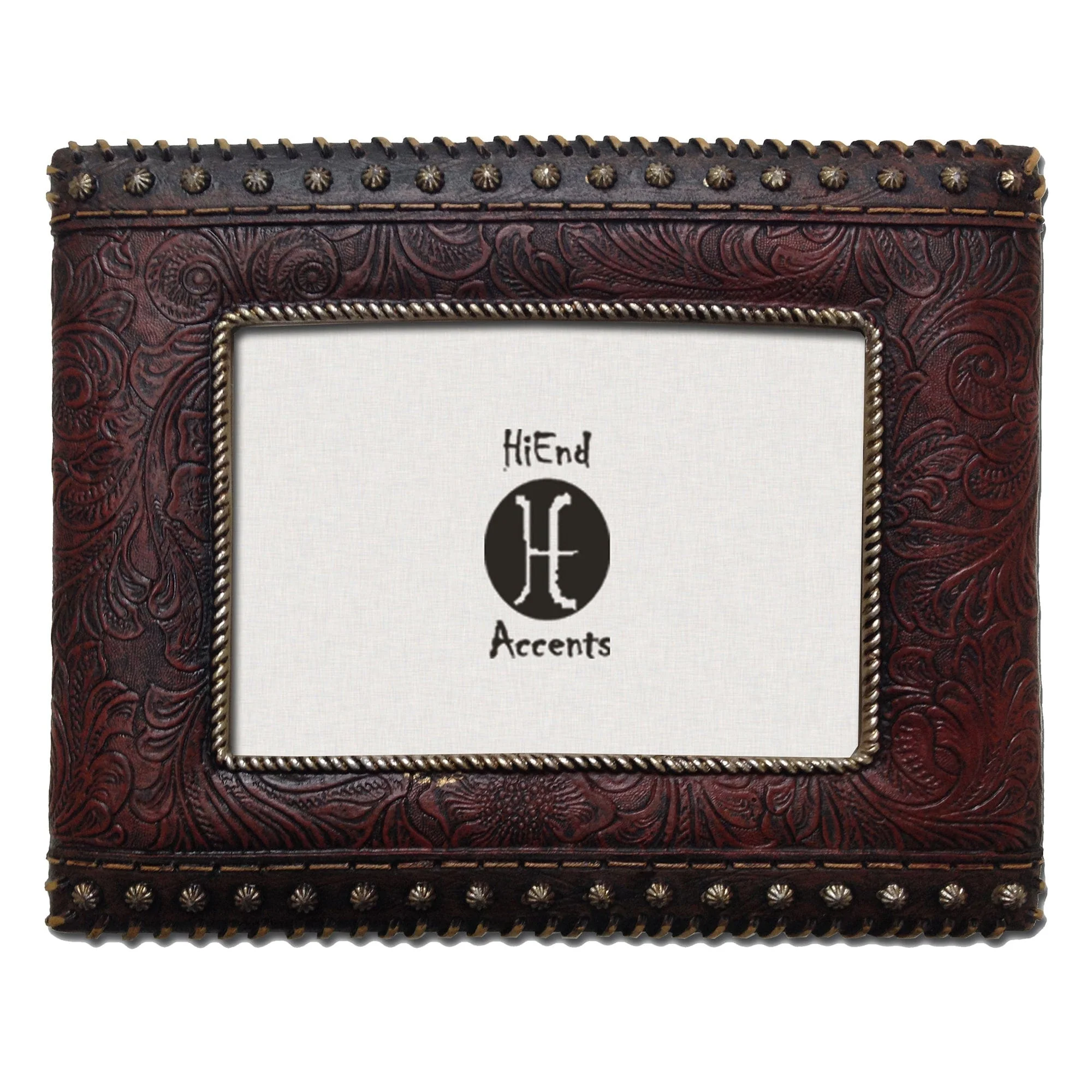 Trendy Tooled Leather amp Studded Sides Picture Frame Original