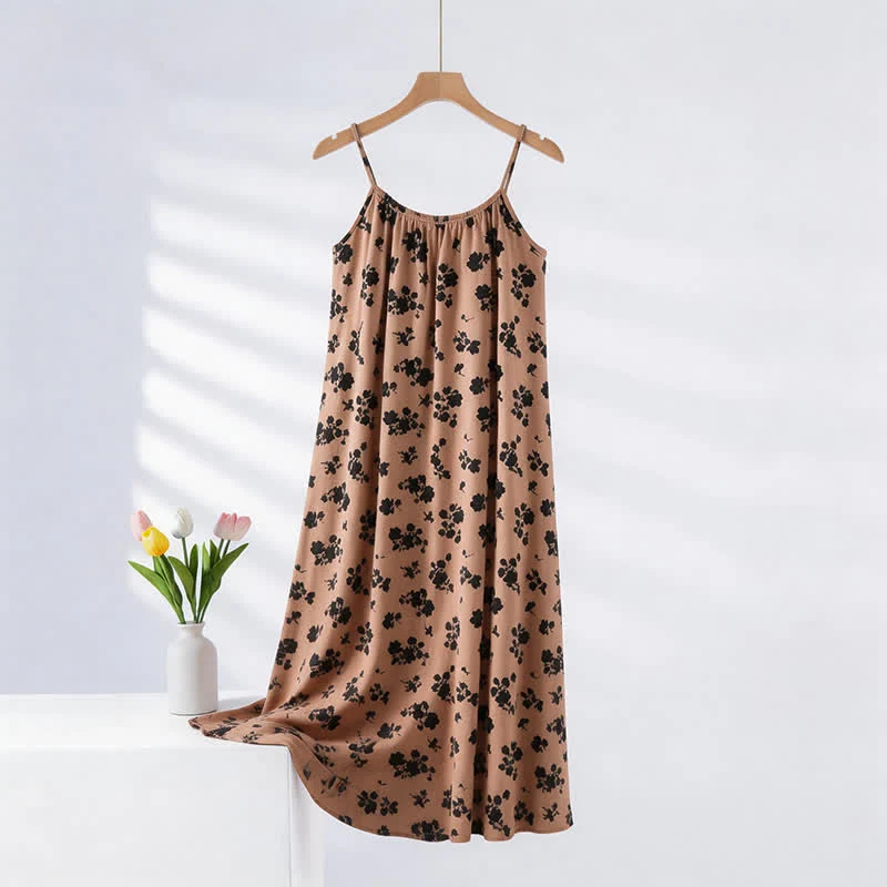 Casual Ownkoti Vintage Floral Print Camisole Nightgown Fashionable
