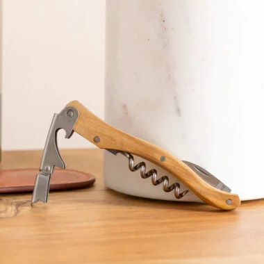 Outstanding Olivewood Corkscrew sm with Brown Leather Pouch Optimized